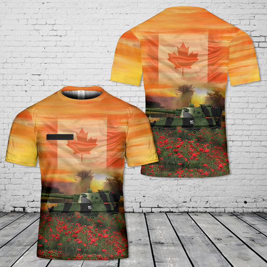 Custom Name Canadian Army M109 ANZAC Day Red Poppy T-Shirt 3D