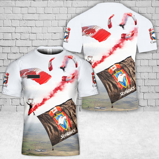 Custom Name Canadian Army SkyHawks Parachute Team T-Shirt 3D