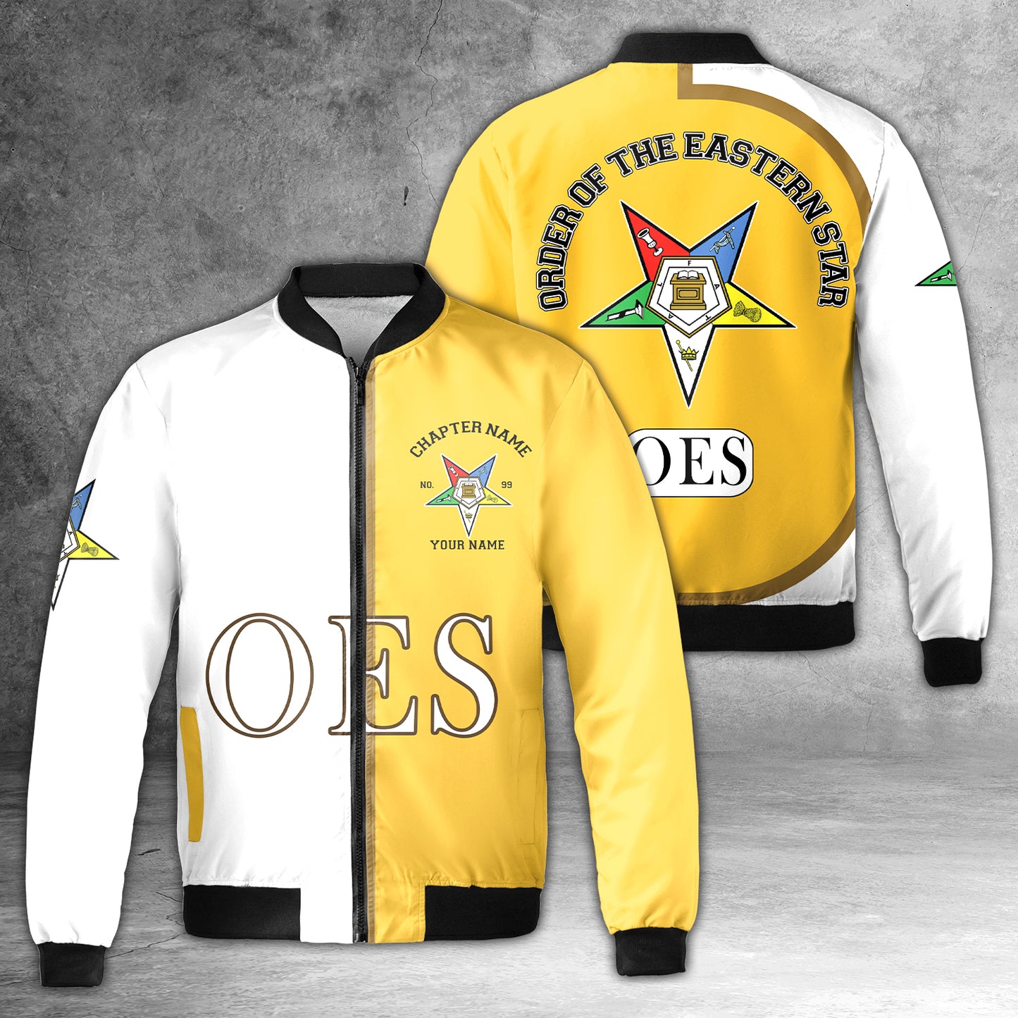 Custom Name Chapter Name Order of the Eastern Star OES AOP Bomber Jacket