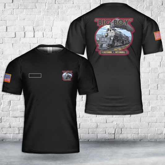 Custom Name Cheyenne, Wyoming, Union Pacific Steam Locomotive 4014 BIG BOY T-Shirt 3D