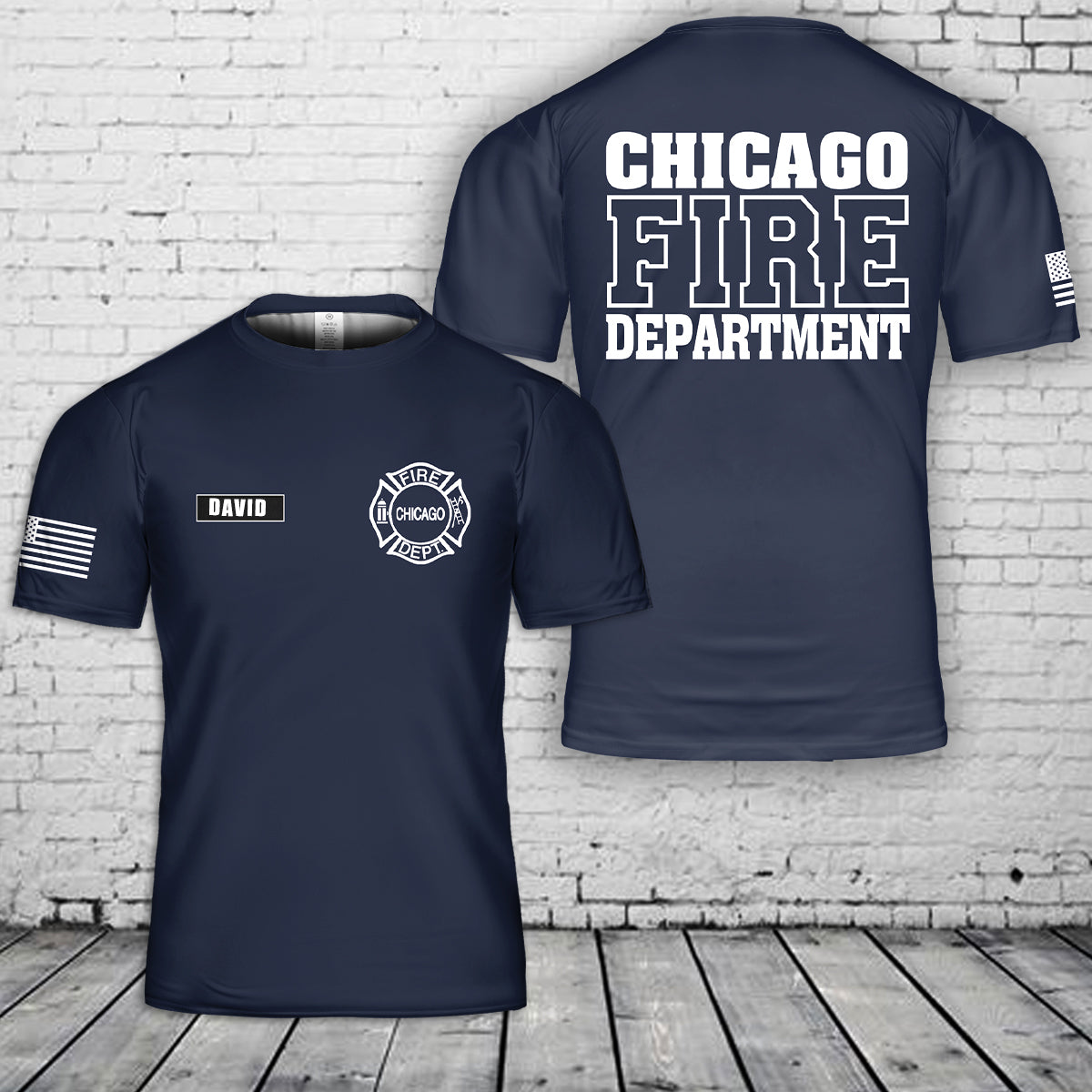 Custom Name Chicago Fire Department 3D T-Shirt