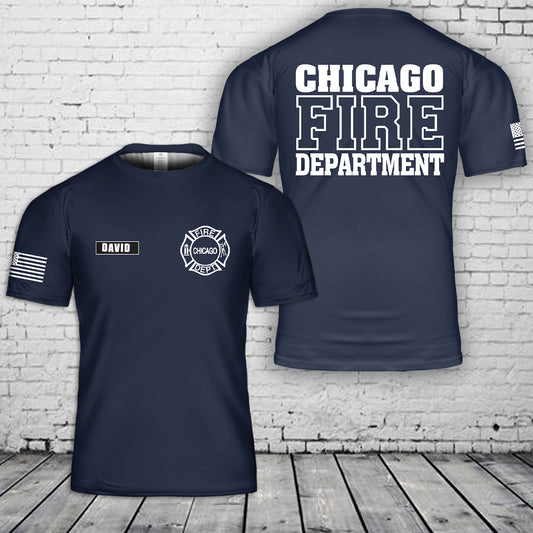 Custom Name Chicago Fire Department 3D T-Shirt