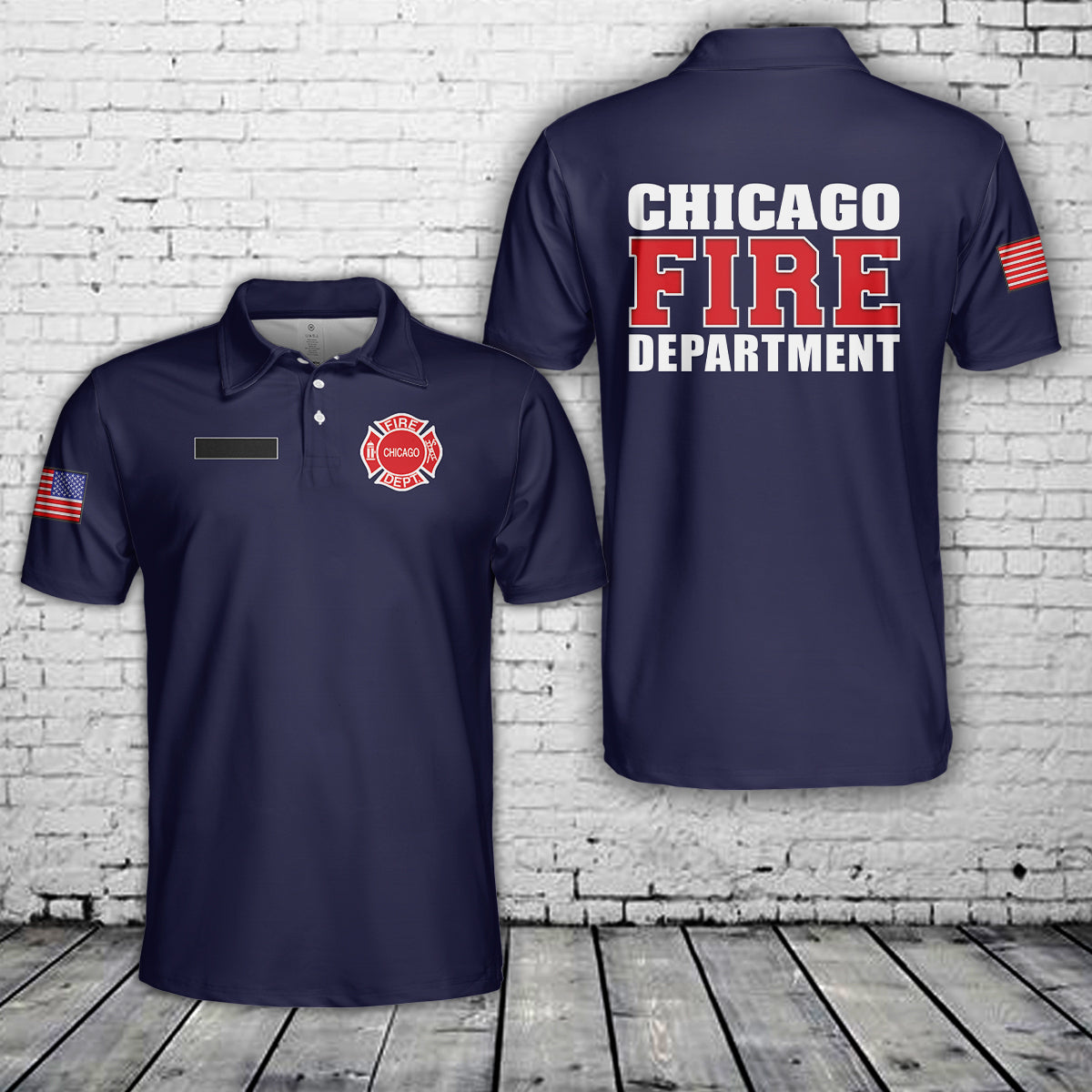 Custom Name Chicago Fire Department Polo Shirt