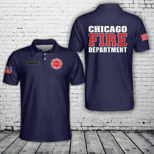 Custom Name Chicago Fire Department Polo Shirt