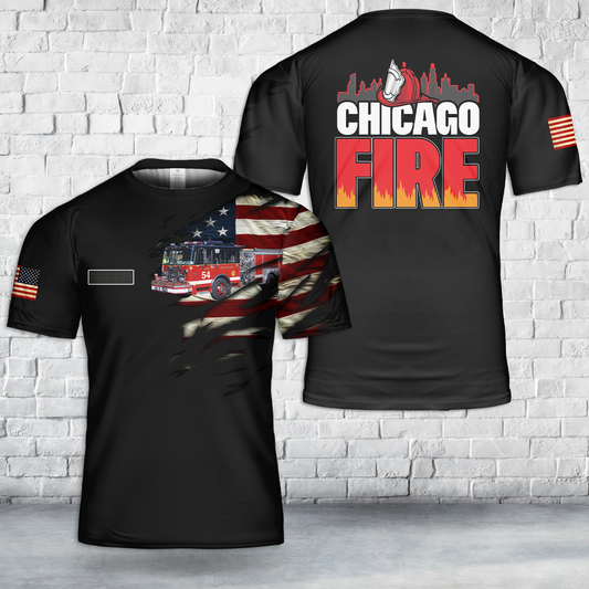 Custom Name Chicago Fire Department T-Shirt 3D