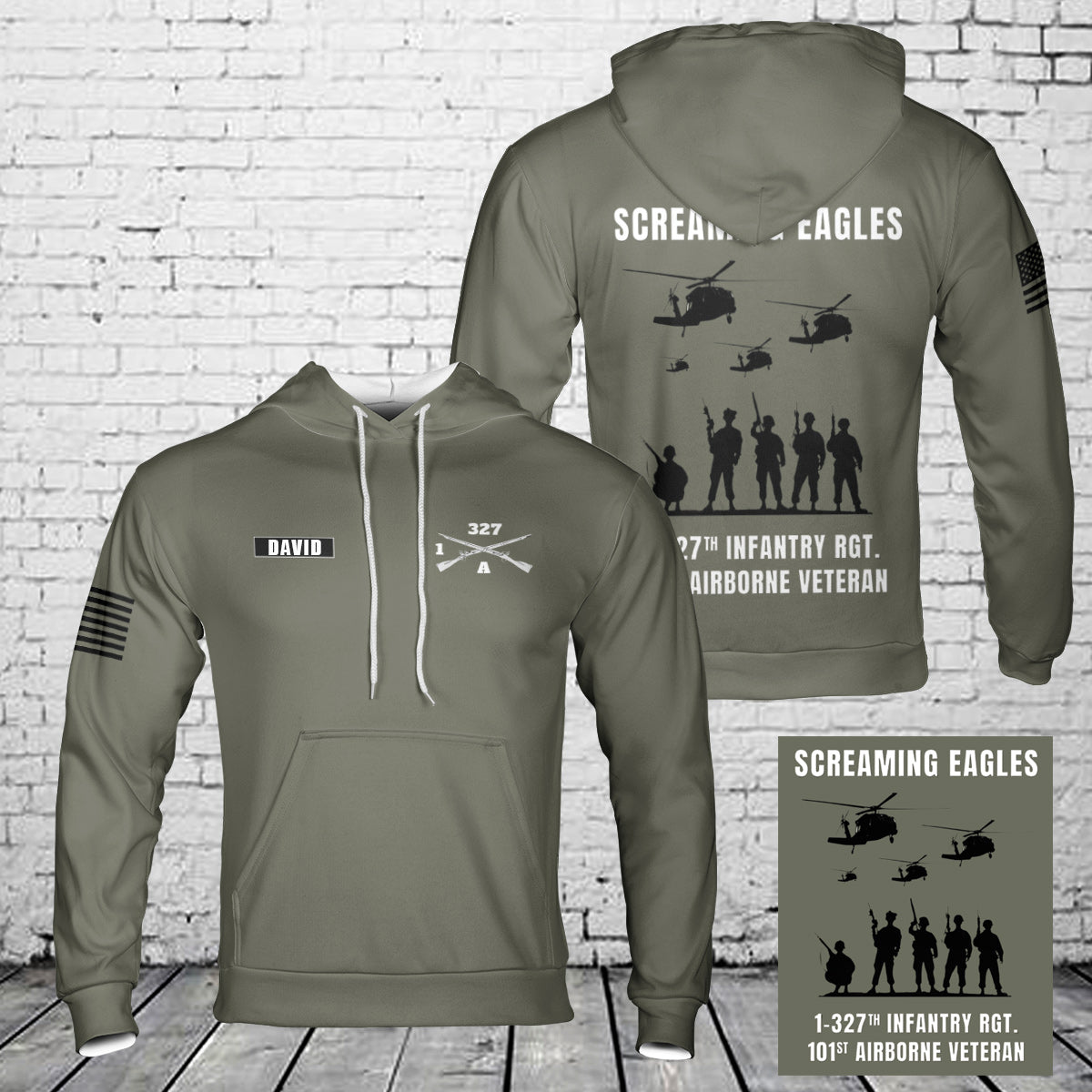Custom Name Co., 1-327th INF 101st Airborne 3D Hoodie