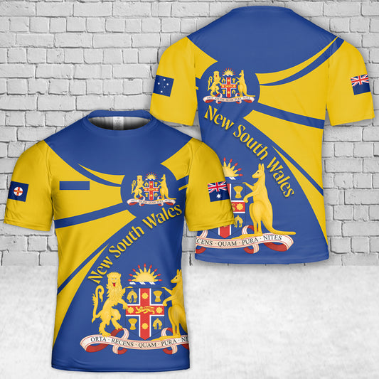 Custom Name Coat of Arms of New South Wales T-Shirt 3D