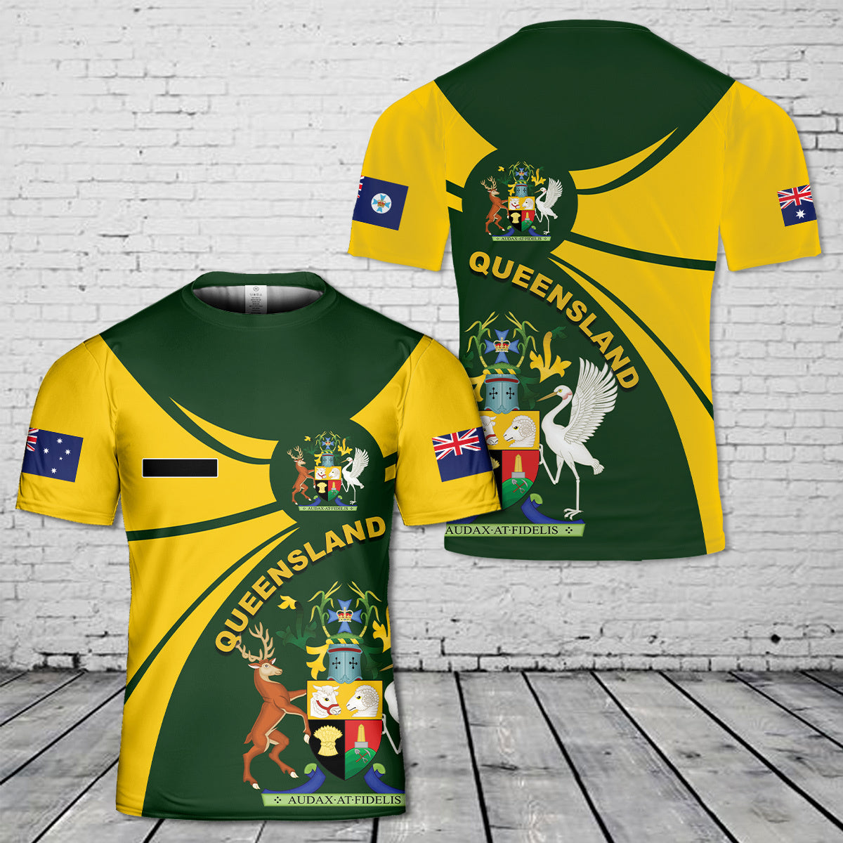 Custom Name Coat of Arms of Queensland T-Shirt 3D
