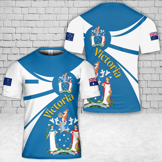 Custom Name Coat of Arms of Victoria T-Shirt 3D