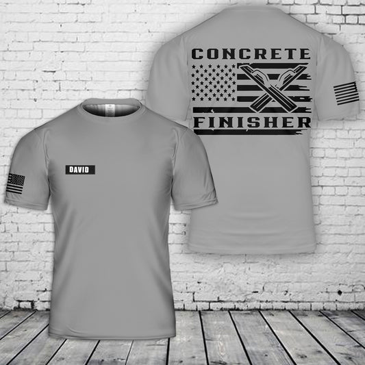 Custom Name Concrete Finisher 3D T-Shirt