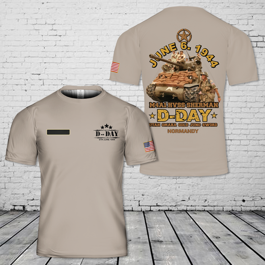 Custom Name D-DAY, M4A1 HVSS SHERMAN Normandy T-Shirt 3D