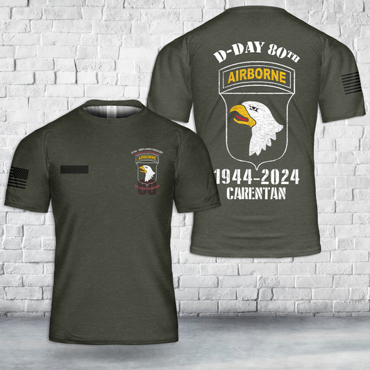 Custom Name D-Day 80th Anniversary 101st Airborne Division Carentan Military T-Shirt 3D