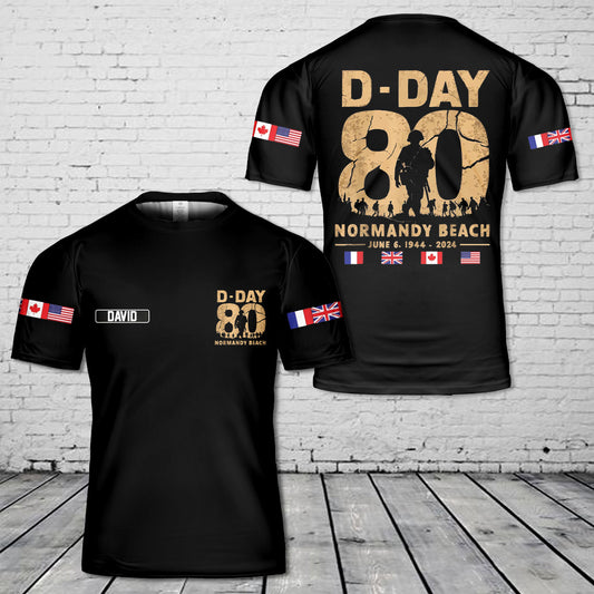 Custom Name D-Day 80th Anniversary Normandy Beach Landing Commemorative 3D T-Shirt