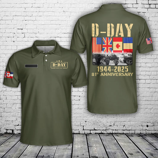 Custom Name D-Day 81st Anniversary 1944-2025 Polo Shirt