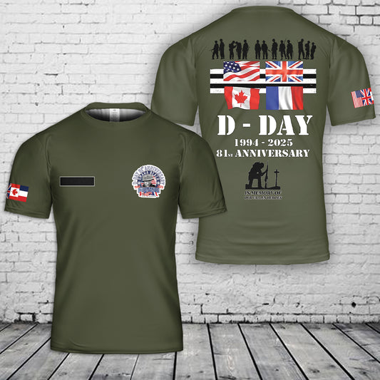 Custom Name D-Day 81st Anniversary 1944-2025 T-Shirt 3D