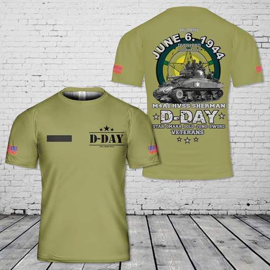 Custom Name D-Day M4A1 HVSS SHERMAN Normandy 1944 T-Shirt 3D