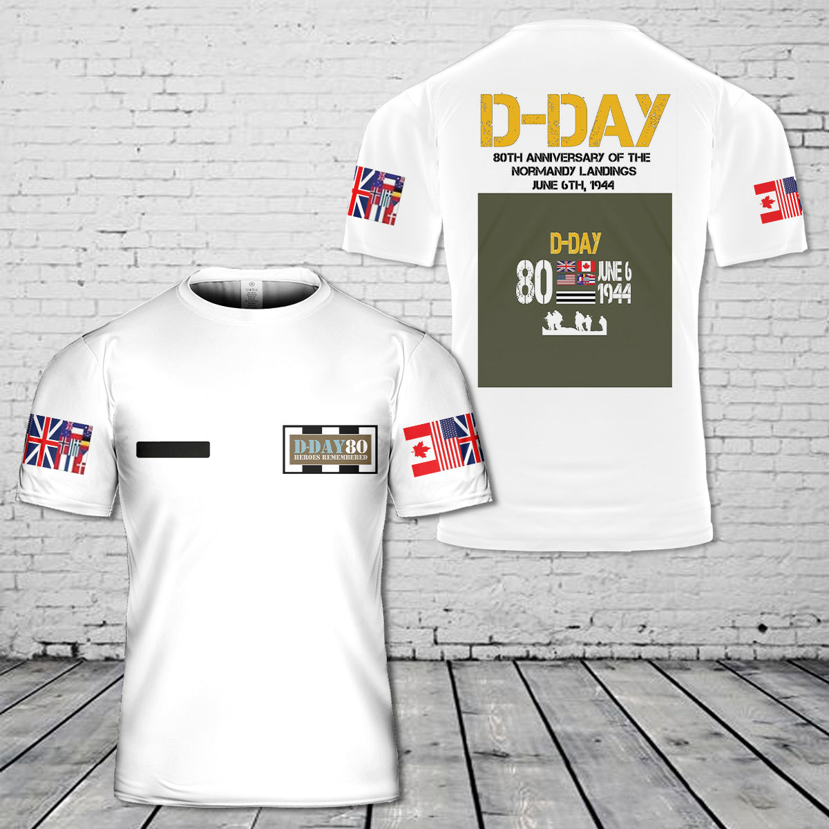 Custom Name D-Day Normandy Landings 80th Anniversary 1944-2024 T-Shirt 3D