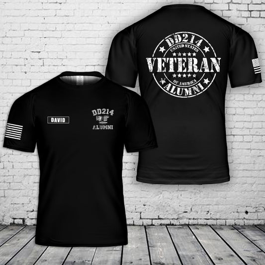 Custom Name DD214 Veteran 3D T-Shirt