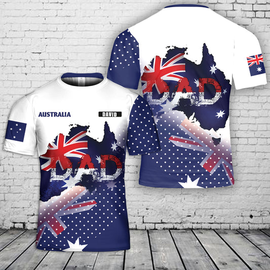 Custom Name Dad Australia Map, Father's Day 3D T-Shirt