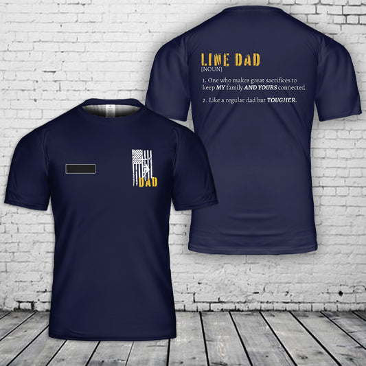 Custom Name Dad Lineman Line Dad T-Shirt 3D