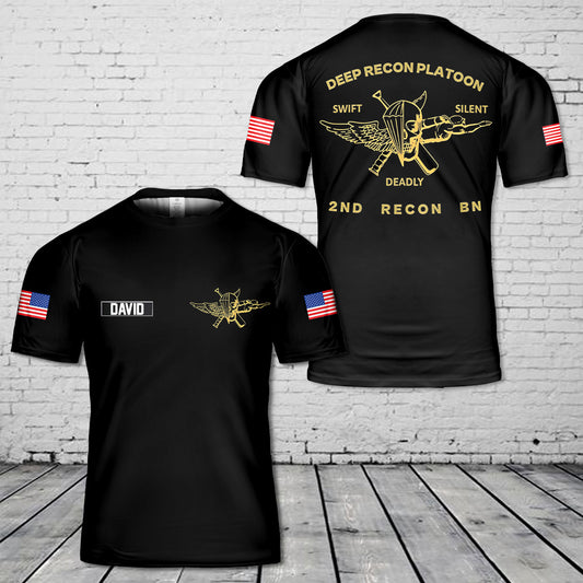 Custom Name Deep Recon Platoon 2nd Recon Bn 3D T-Shirt