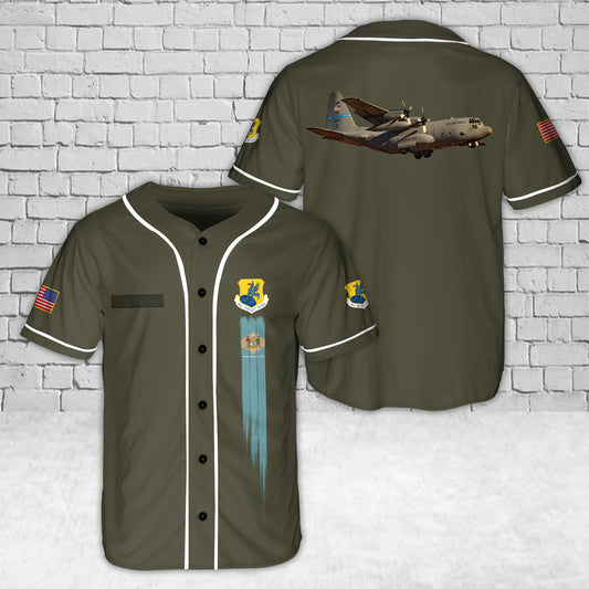 Custom Name Delaware Air National Guard 166th Airlift Wing 40209 Lockheed C-130 H2 Hercules "The First State" Baseball Jersey