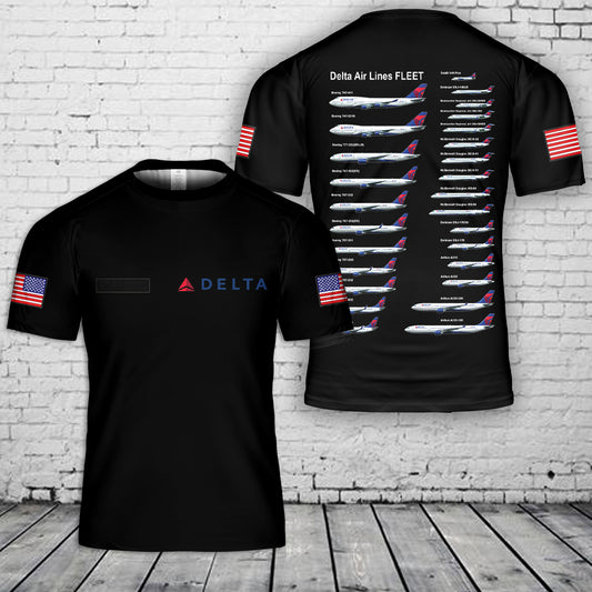 Custom Name Delta Airlines Fleet T-Shirt 3D