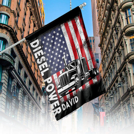 Custom Name Diesel Truck House Flag