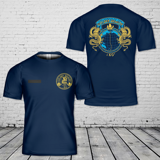 Custom Name Domain of the Golden Dragon Crossing the International Dateline 180 T-Shirt 3D
