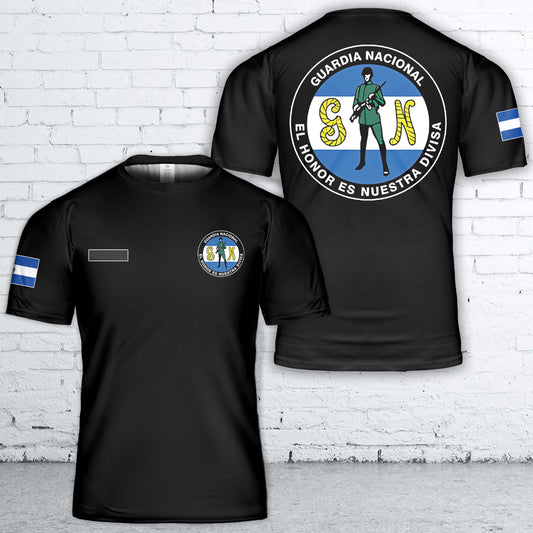 Custom Name EL Salvador Civil War Army National Guard Guardia Nacional T-Shirt 3D