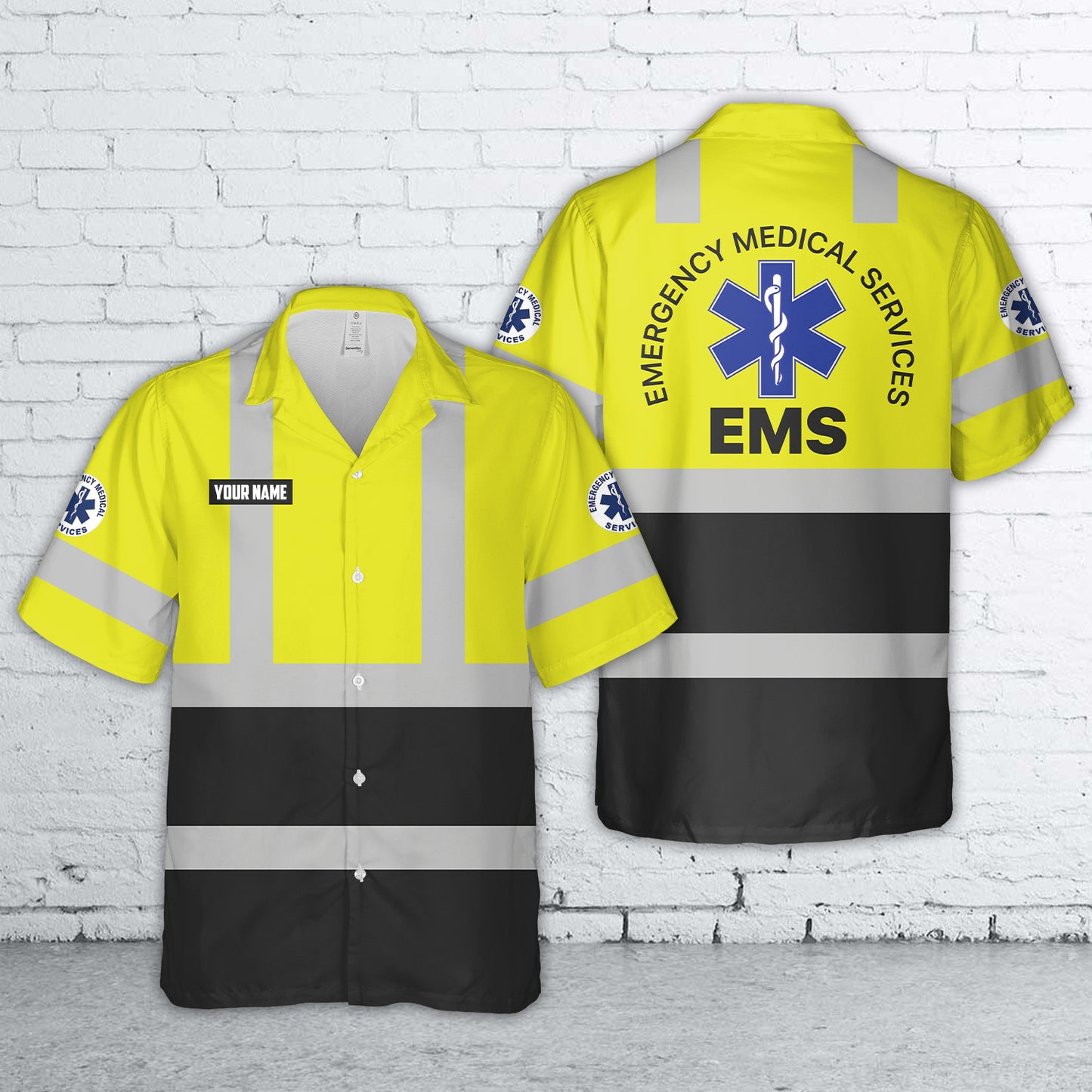 Custom Name EMS Workwear Style Uniform Hawaiian Shirt