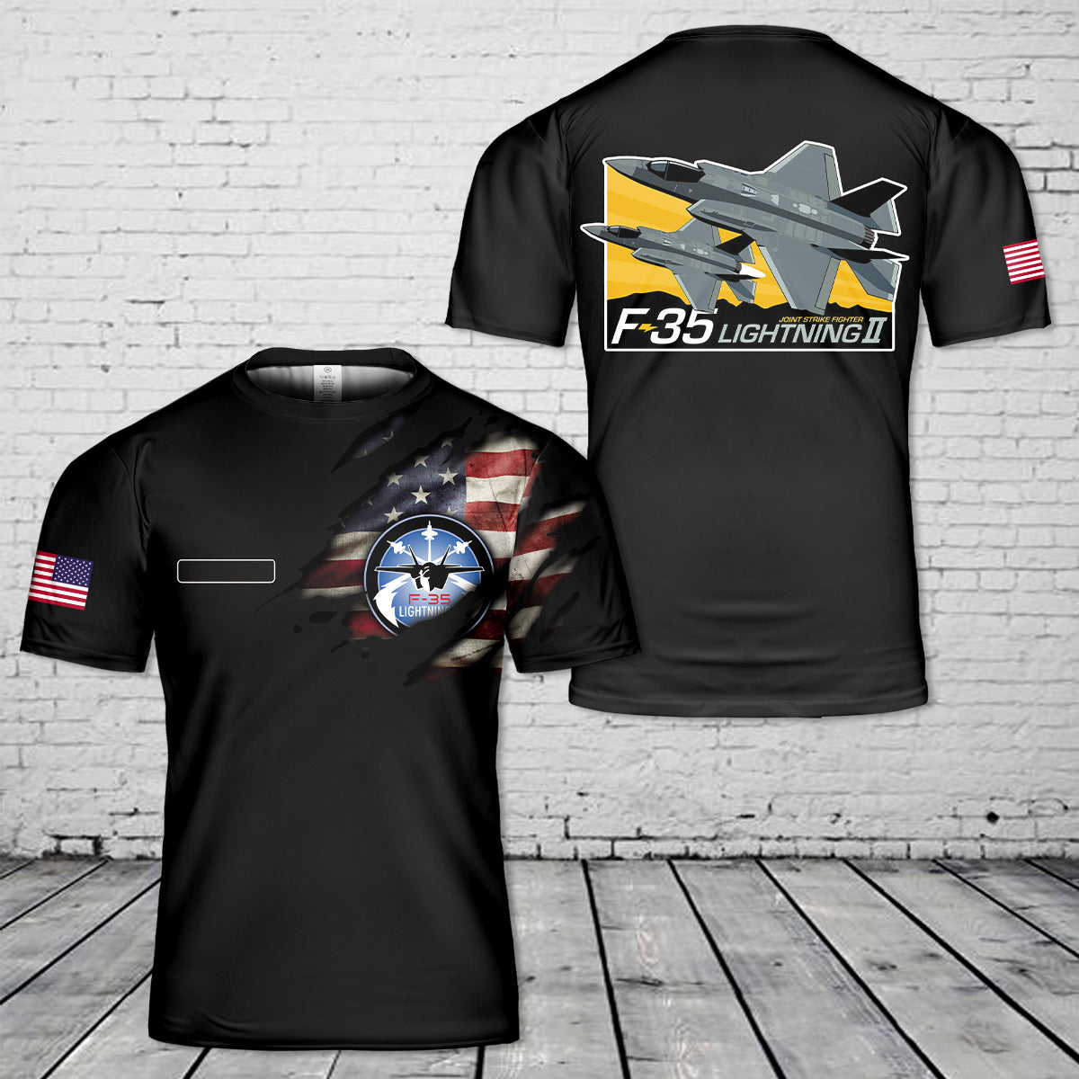 Custom Name F-35 Lightning II Joint Strike Fighter T-Shirt 3D