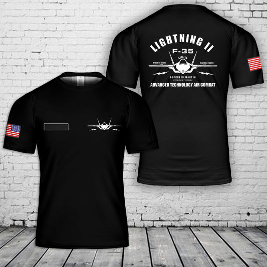Custom Name F-35 Lightning II Stealth Advanced Technology Air Combat T-Shirt 3D