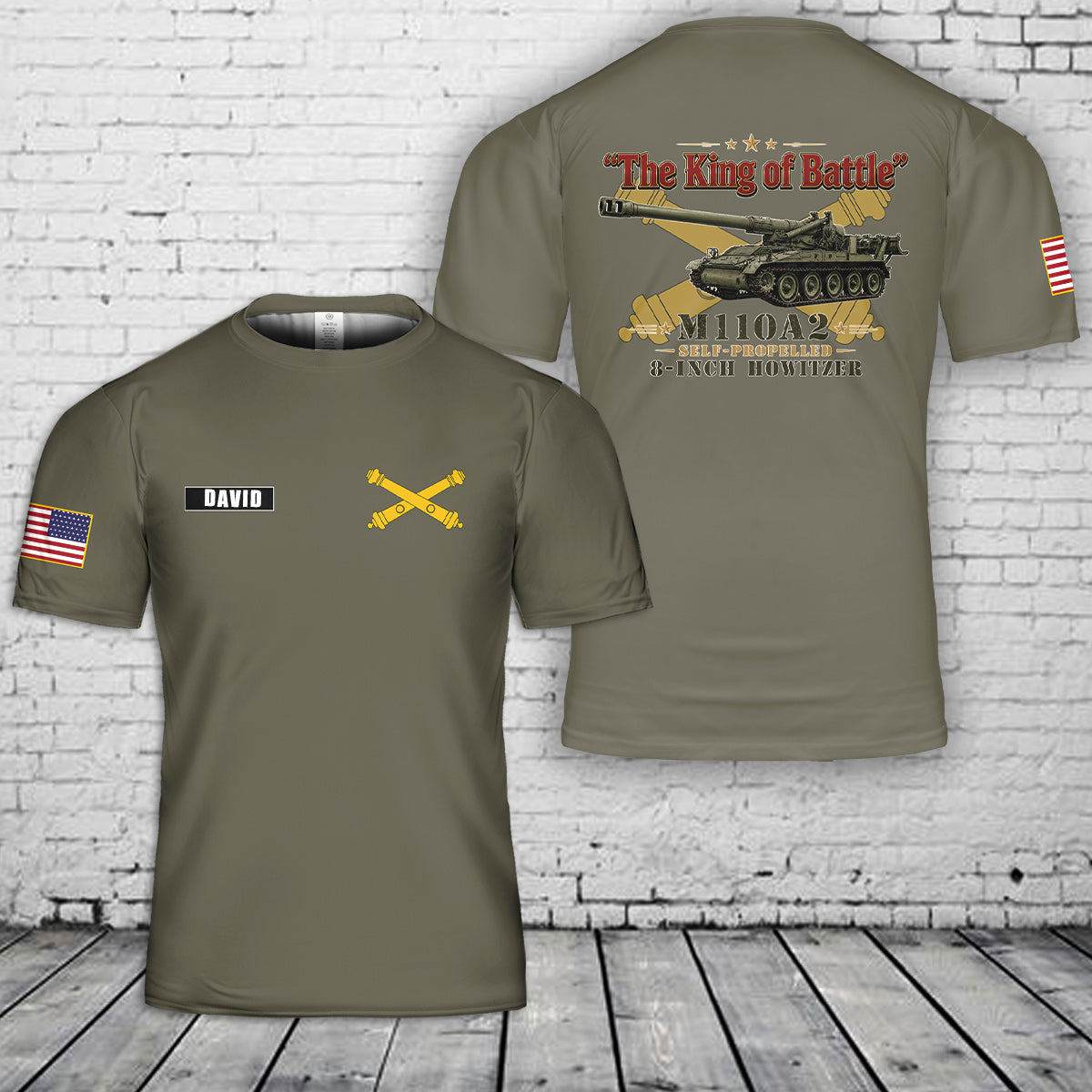 Custom Name Field Artillery "The King of Battle" M110A2 Howitzer 3D T-Shirt
