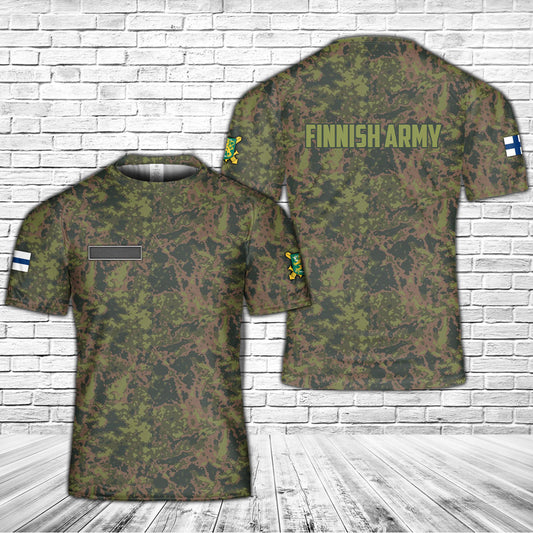 Custom Name Finnish Army M05 Maastokuvio Camo T-Shirt 3D