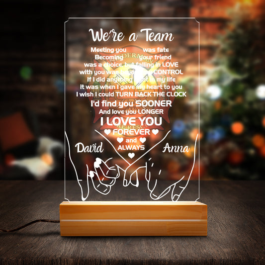 Custom Name Firefighter Couple Valentine Day Custom Shape Photo Night Light