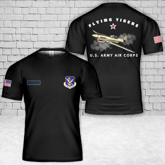 Custom Name First American Volunteer Group (AVG) Flying Tigers T-Shirt 3D