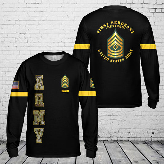 Custom Name First Sergeant Retired Long Sleeve Shirt