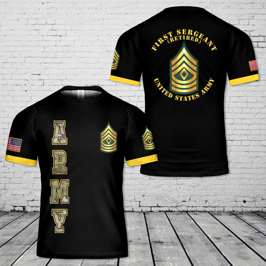 Custom Name First Sergeant Retired T-Shirt 3D