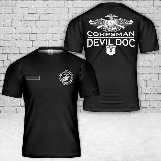 Custom Name Fleet Marine Force Corpsman T-Shirt 3D
