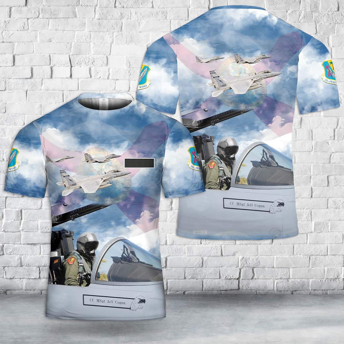 Custom Name Florida Air National Guard, 125th Fighter Wing, F-15C Eagle T-Shirt 3D