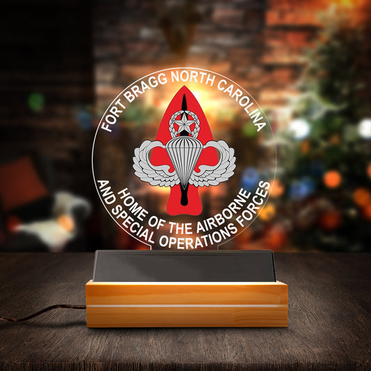 Custom Name Fort Bragg Home Of The Airborne And Special Operations Forces Custom Shape Photo Night Light