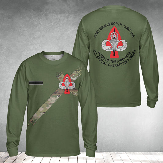 Custom Name Fort Bragg Home Of The Airborne And Special Operations Forces Long Sleeve Shirt