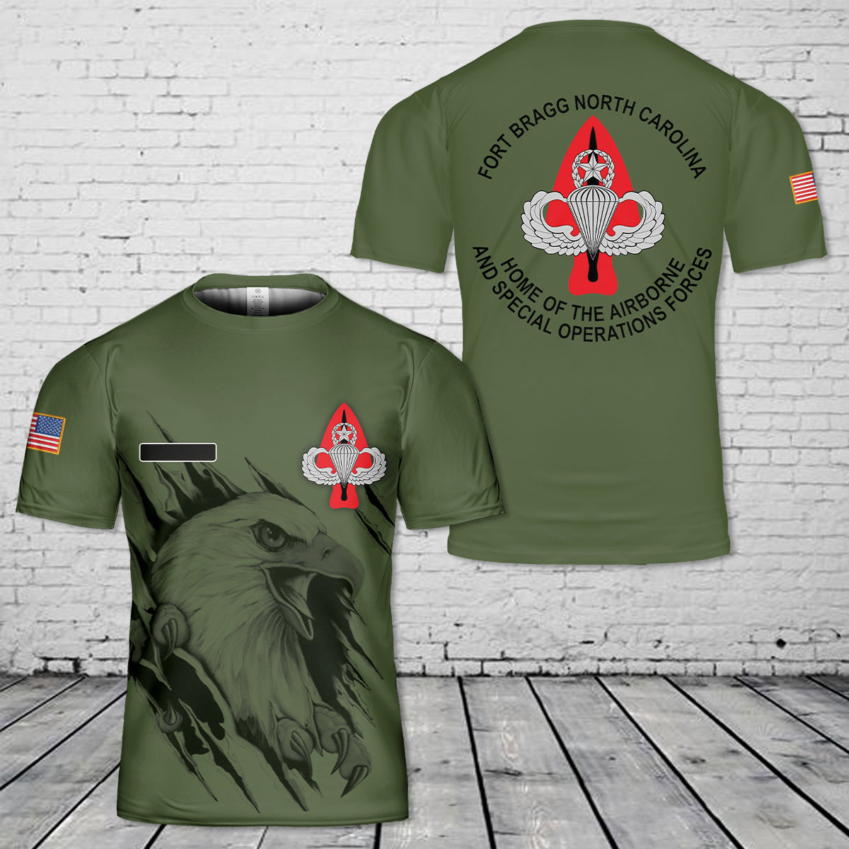 Custom Name Fort Bragg Home Of The Airborne And Special Operations Forces T-Shirt 3D