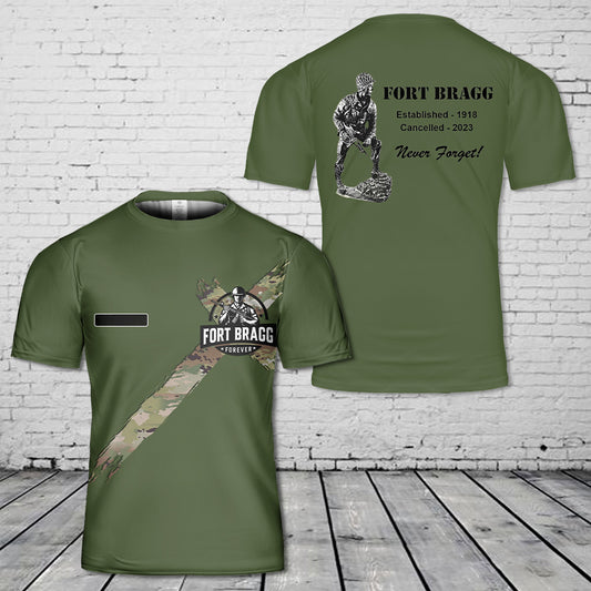 Custom Name Fort Bragg Home Of The Airborne And Special Operations Forces "Never Forget" T-Shirt 3D
