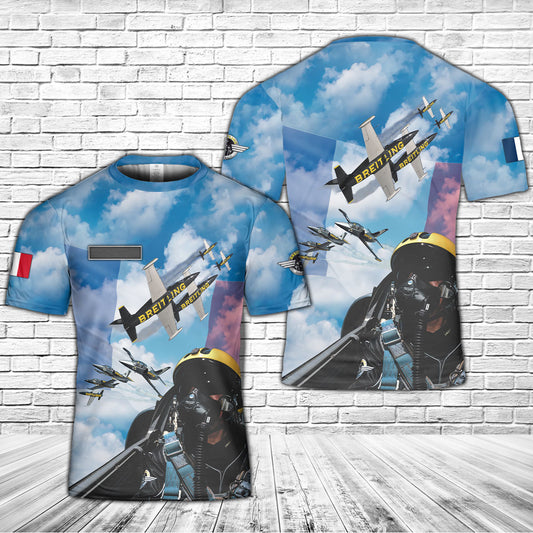 Custom Name France Breitling Jet Team Civilian aerobatic display team T-Shirt 3D