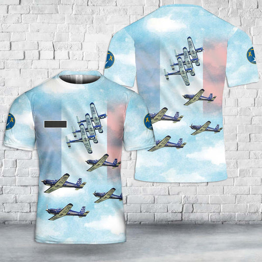 Custom Name French Air and Space Force Cartouche Doré aerobatic display team T-Shirt 3D
