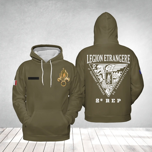 Custom Name French Army 2nd Foreign Parachute Regiment Hoodie 3D