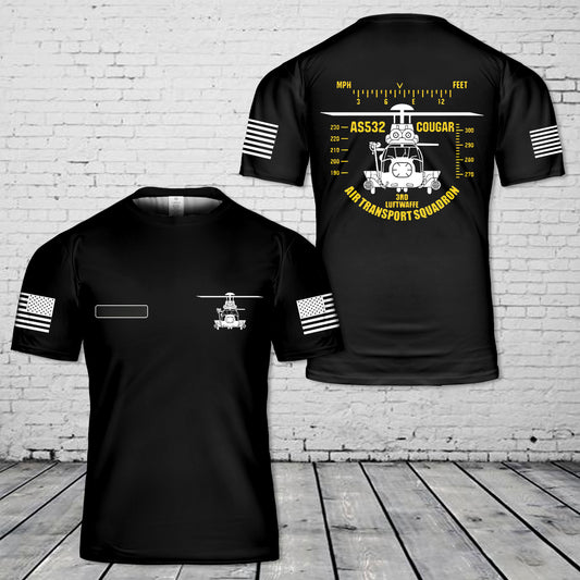 Custom Name German Air Force AS532 Cougar Air Transport Squadron T-Shirt 3D