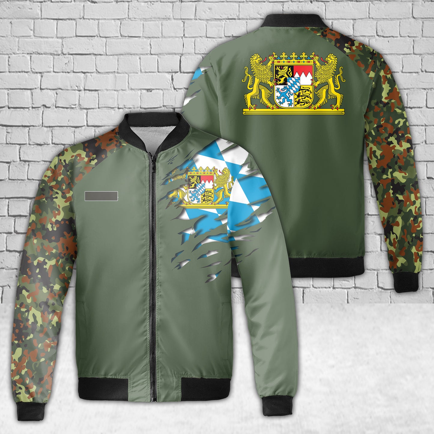 Custom Name Germany Bavaria AOP Fleece Bomber Jacket